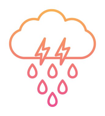 Gök gürültülü yağmurlu bulut sembolü, hava durumu ikonu, vektör illüstrasyonu 