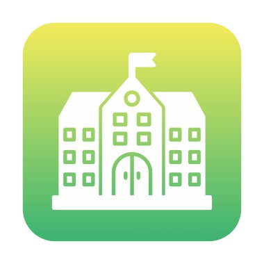 Üniversite binası ikonu. Düz renk tasarımı. vektör illüstrasyonu.                           