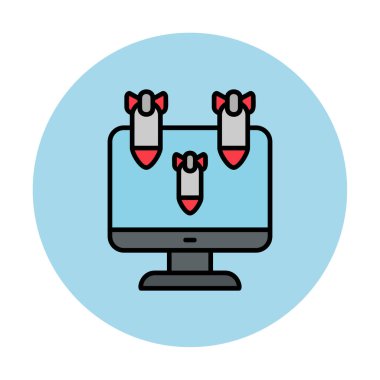 Dos hacker bomba ikonu ile bilgisayar monitörü