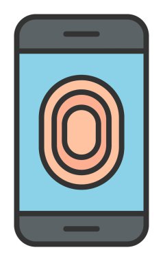 Kilitlenmemiş Parmak izi vektör simgesi olan telefon