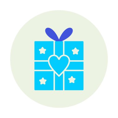 Kalp ikonu vektör illüstrasyon tasarımlı hediye kutusu