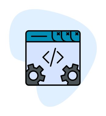 Basit programlama kodu optimizasyon simgesi, vektör illüstrasyonu