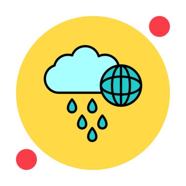 Dünya yağmurlu bir gün. Web simgesi basit tasarım