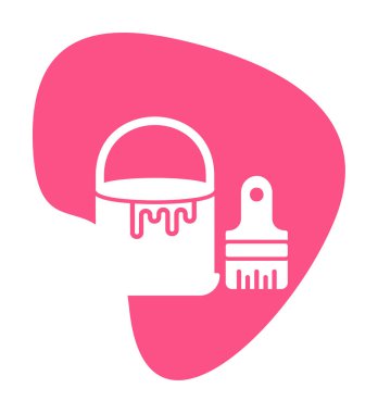 Boya fırçası ve kova vektör çizimi, simge ögesi arkaplanı                    