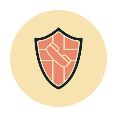 Eski moda telefon ahizesi simgesi olan bir kalkan. Güvenli telefon hattı. vektör çizimi tasarımı