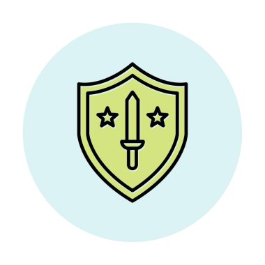 Kılıç vektör ağ simgesine sahip Askeri Kalkan, vektör illüstrasyonu 