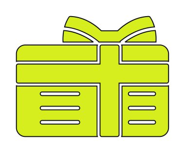 Kurdeleli hediye kutusu ve yay düz simge, vektör illüstrasyonu