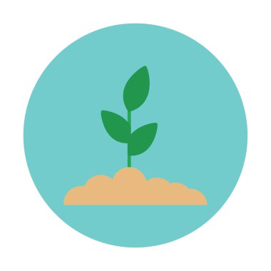 Yer simgesinde büyüyen bitki, vektör illüstrasyonu 