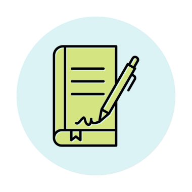 Basit Kitap İmzalama simgesi, vektör illüstrasyonu