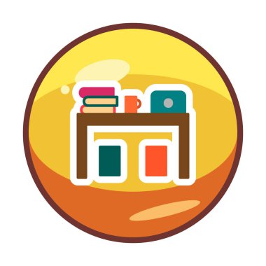 ofis masası simgesi, basit vektör illüstrasyonu