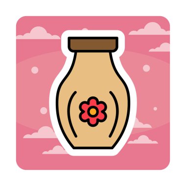 sake in jar simgesi, düz vektör illüstrasyonu