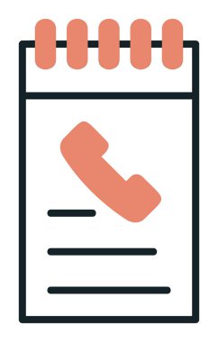 Beyaz arkaplanda telefon rehberi ikonu vektör çizimi