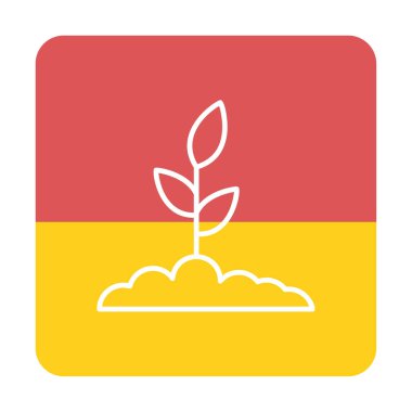 Yer simgesinde büyüyen bitki, vektör illüstrasyonu 