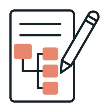 Kalem simgesi ile yazma Planı, vektör illüstrasyonu basit  