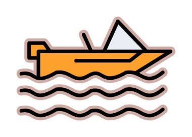 Basit Motorboat simgesi, vektör illüstrasyonu