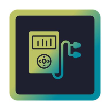 Kulaklık simgesi, vektör illüstrasyonlu Mp3 oynatıcı