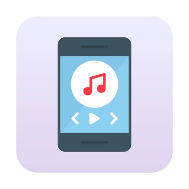 Müzik notası ikon vektör illüstrasyon tasarımı ile akıllı telefon müzik çalıcı                               