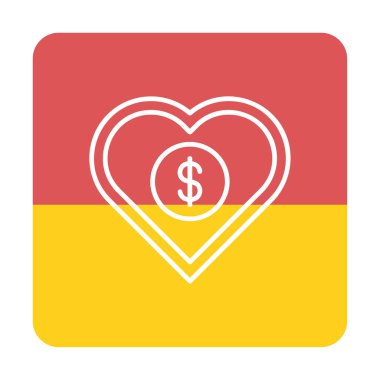 Dolar kalbi favori simgesi, vektör illüstrasyonu 