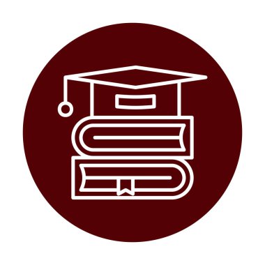 mezuniyet başlığı ve kitap simgesi vektör çizimi tasarımı