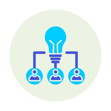 Takım Fikri, ampul ve iş dünyası ikonu, vektör illüstrasyonu