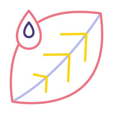 Su damlası ve yaprak simgesinin vektör çizimi