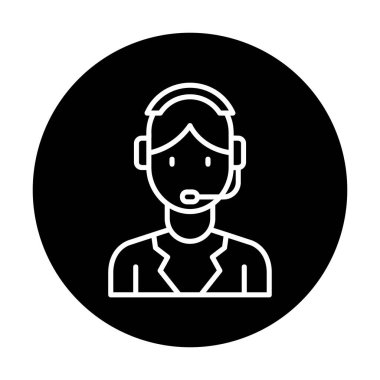 Basit Müşteri Hizmeti Temsilcisi simgesi, vektör illüstrasyonu