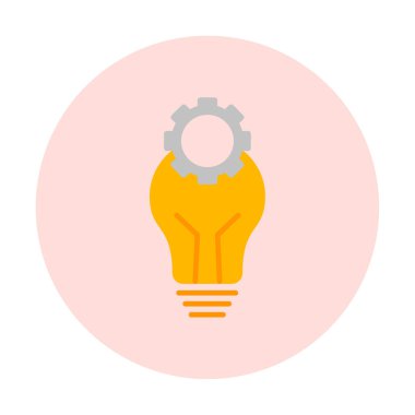 Cogwheel simgesi, vektör illüstrasyonlu ampul 