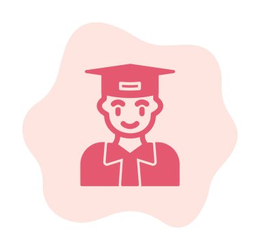 mezun düz ikon. Düz biçimli öğrencinin vektör düz çizimi