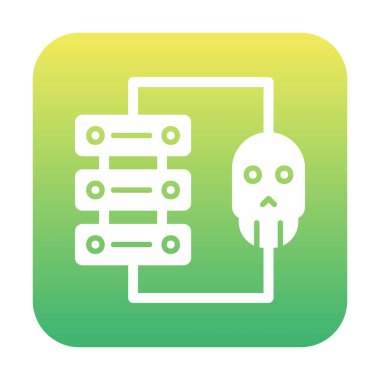 veri merkezi ve Hackleme vektör çizgisi simgesi, imza illüstrasyonu 