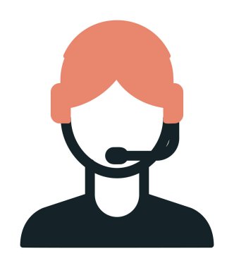 Basit Müşteri Hizmeti Temsilcisi simgesi, vektör illüstrasyonu