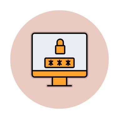 Basit Bilgisayar monitörü Ekran simgesi, vektör illüstrasyonunu kilitle