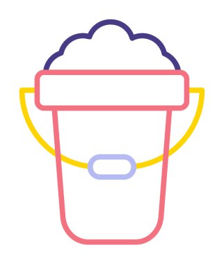 Köpük simgesi olan kova, vektör illüstrasyonu  