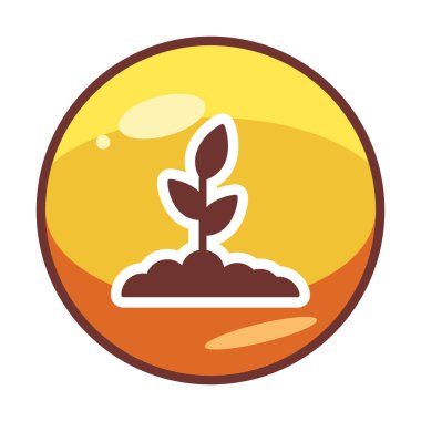 Yer simgesinde büyüyen bitki, vektör illüstrasyonu 