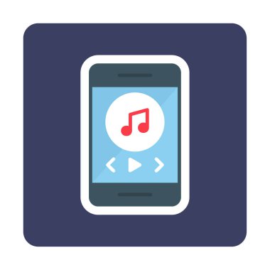 Müzik notası ikon vektör illüstrasyon tasarımı ile akıllı telefon müzik çalıcı                               
