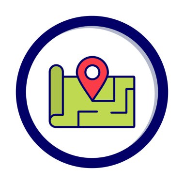 Konum iğnesi, vektör illüstrasyonlu harita simgesi