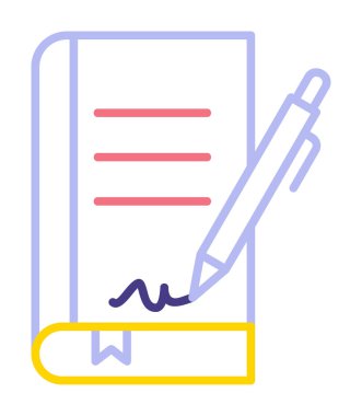 Basit Kitap İmzalama simgesi, vektör illüstrasyonu