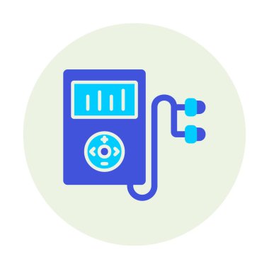 Kulaklık simgesi, vektör illüstrasyonlu Mp3 oynatıcı