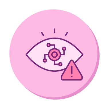 Uyarı işareti olan casus simgesi, vektör illüstrasyonu 