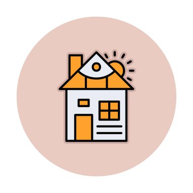 ev düz simgesi, vektör illüstrasyonu 