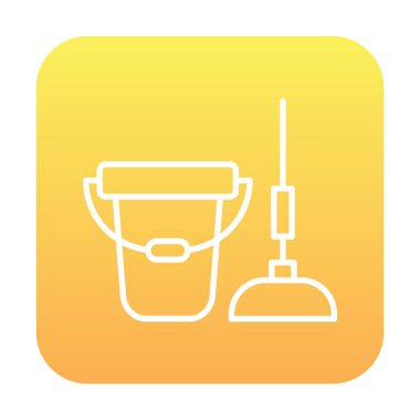 kova ve paspas simgesi, vektör illüstrasyonu  