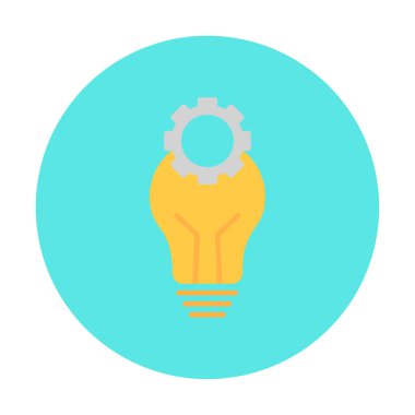 Cogwheel simgesi, vektör illüstrasyonlu ampul 