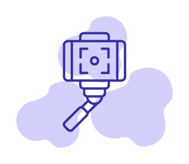 Akıllı telefon web simgesi, vektör illüstrasyonlu selfie çubuğu 