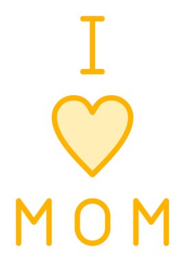 Annemi seviyorum. Düz ikon, vektör çizimi. 