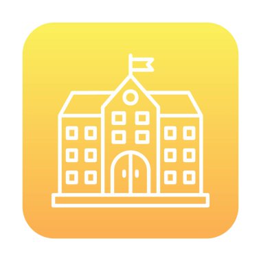 Üniversite binası ikonu. Düz renk tasarımı. vektör illüstrasyonu.                           