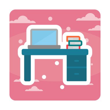 Ofis masa simgesinin vektör illüstrasyonu 