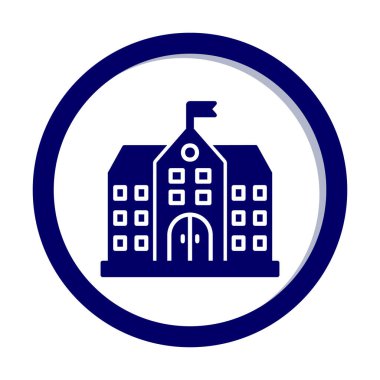 Üniversite binası ikonu. Düz renk tasarımı. vektör illüstrasyonu.                           