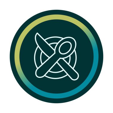 bıçak ve çatal tabakta, yemek ikonu, vektör illüstrasyonu  