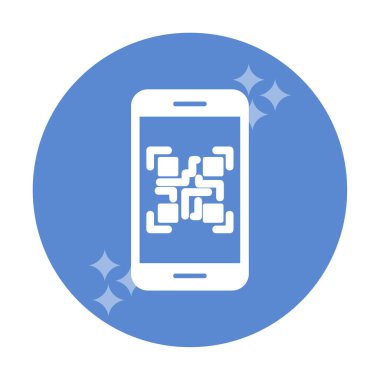 Akıllı Telefon Ekran Web simgesi Qr Kodu, vektör illüstrasyonu 