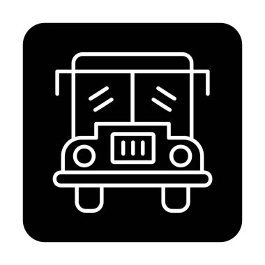 Okul otobüsü. Web simgesi basit illüstrasyon