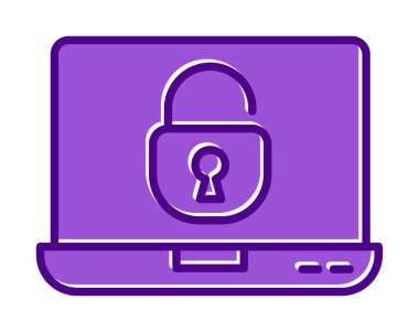 dizüstü bilgisayar Aygıtı Kilitli simge vektör çizimi